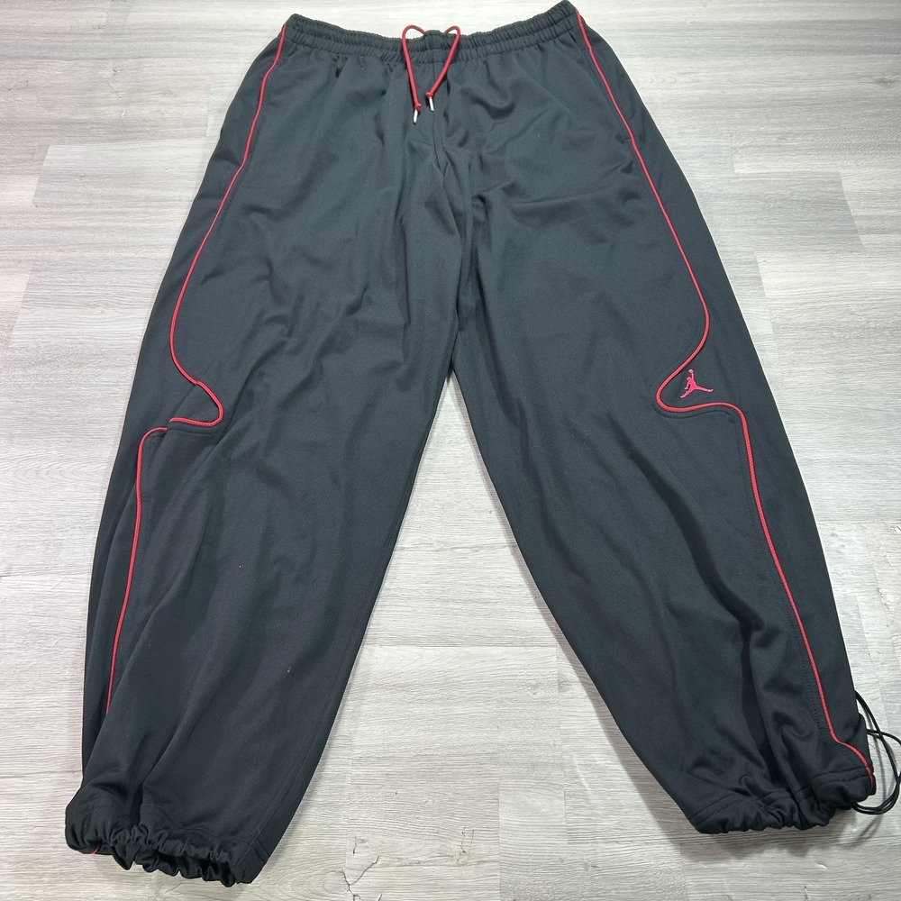Jordan Dri-FIT Track Pants Mens XL Black Woven Red Piping Elastic 519613-010